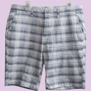 Hudson & Barrow men's gentleman's outfitters plaid flannel shorts in white 34